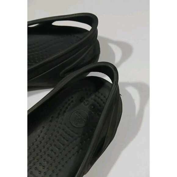 Crocs Kadee Sling Back Ballet Flats Size 6 Black Laser Cut Rubber Light - Picture 2 of 8